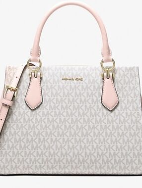 Michael Kors Light Pink MK Logo-Print Satchel